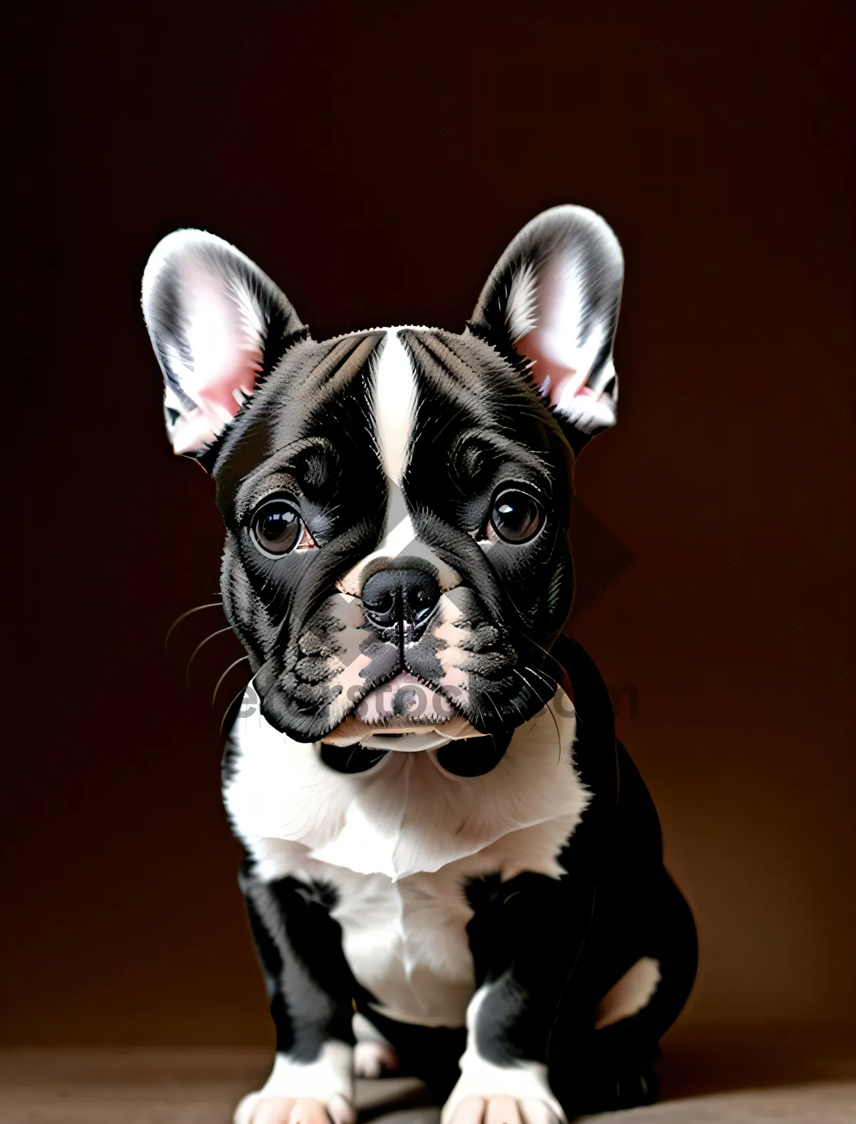 Picture of Cute Purebred Bulldog Puppy in Studio Portrait