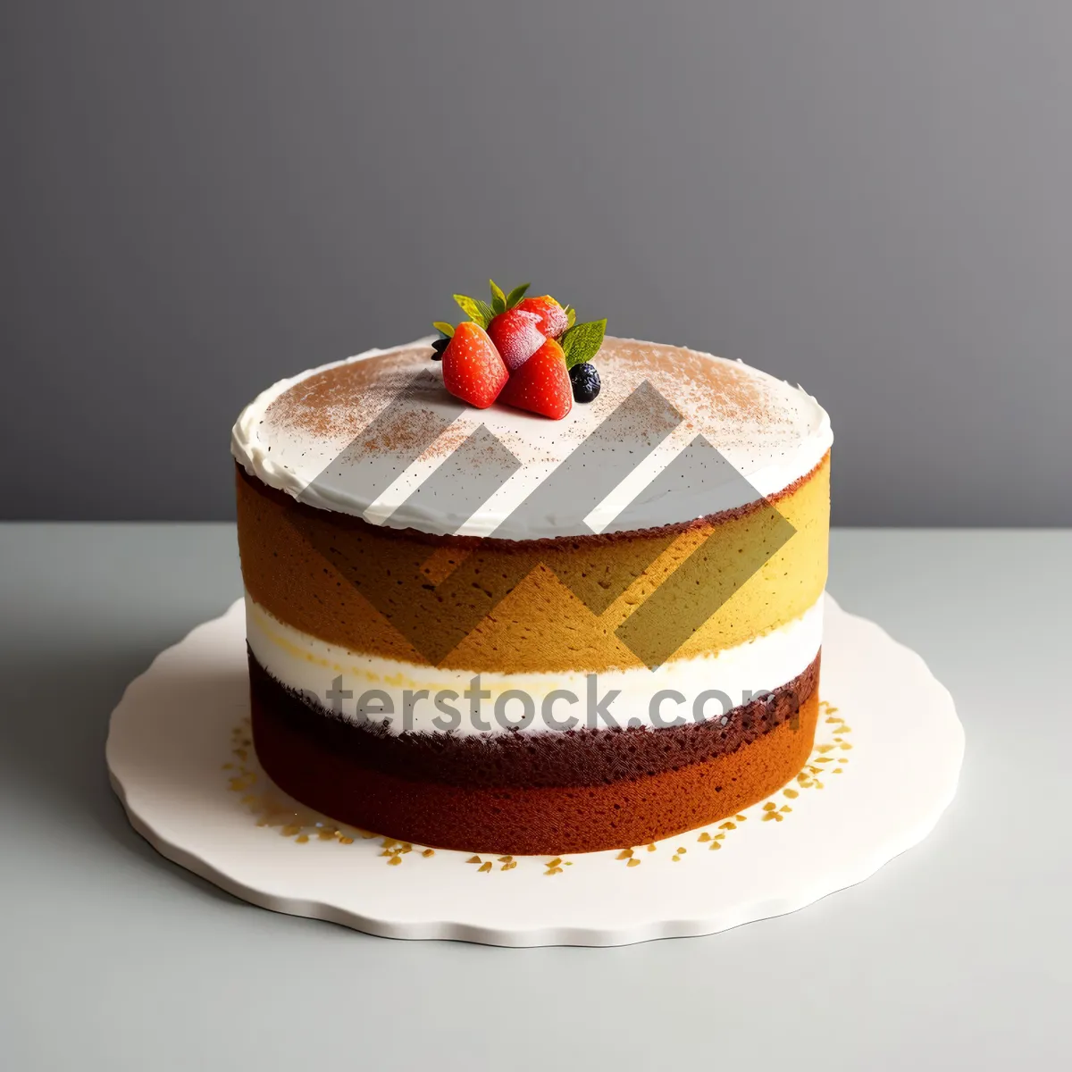 Picture of Berry Chocolate Cake with Vanilla Cream and Strawberry Syrup