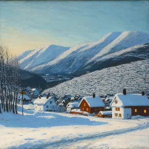 Winter Alpine Landscape: Majestic Snow-Capped Peaks