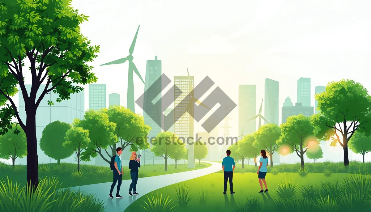 Picture of Sunny Golf Course Landscape with Trees and Sky