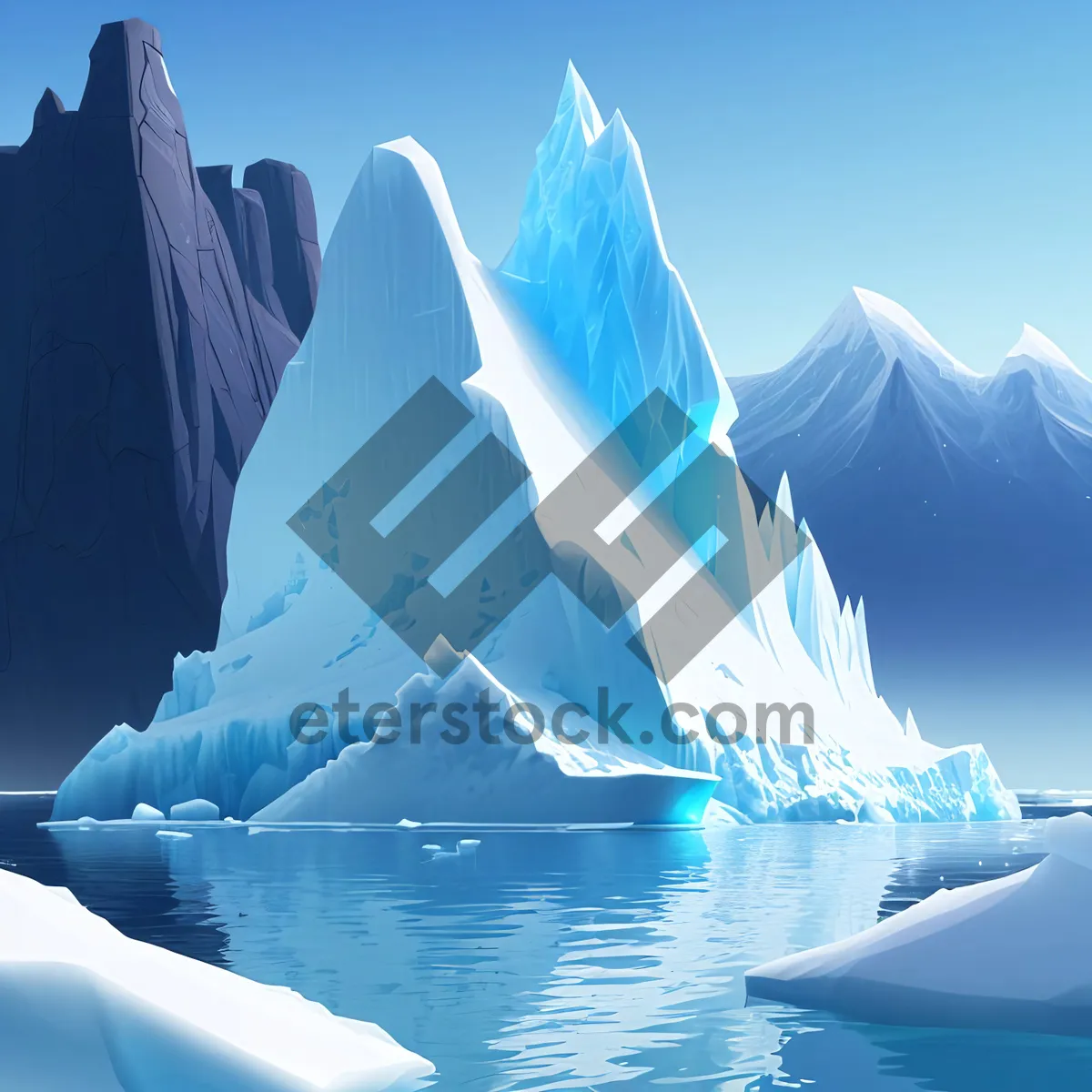 Picture of Frozen Arctic Landscape: Majestic Glacier and Iceberg