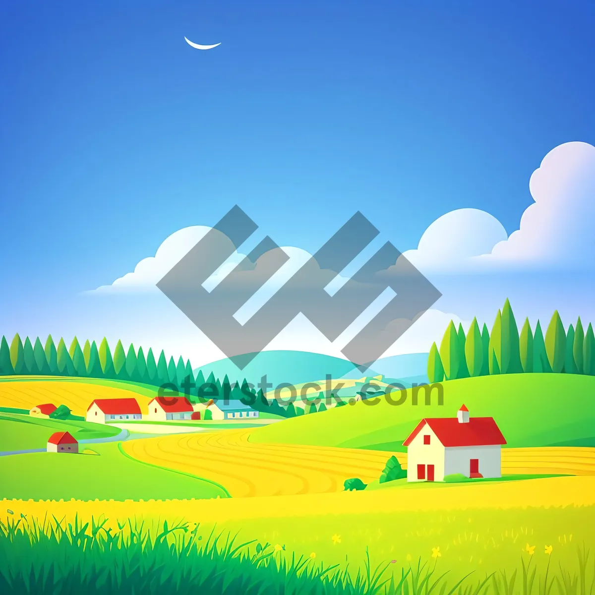 Picture of Vibrant Summer Countryside with Clear Skies