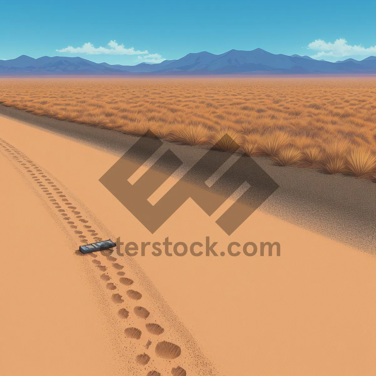 Picture of Vast Desert Landscape: Golden Sands and Endless Horizon