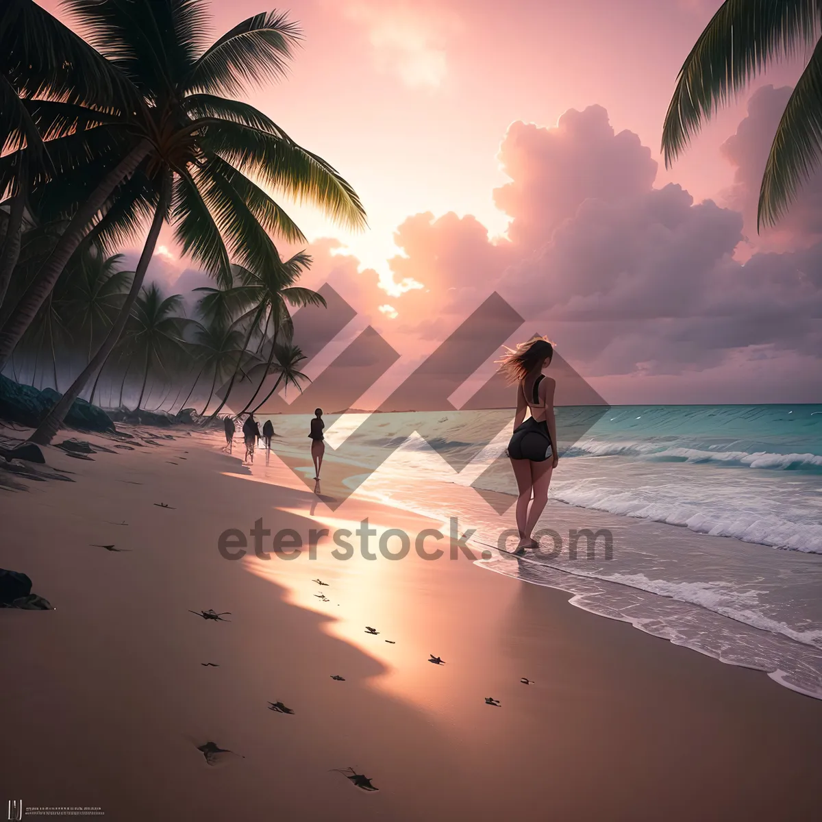 Picture of Serene Paradise: Tranquil Seaside with Palm Trees