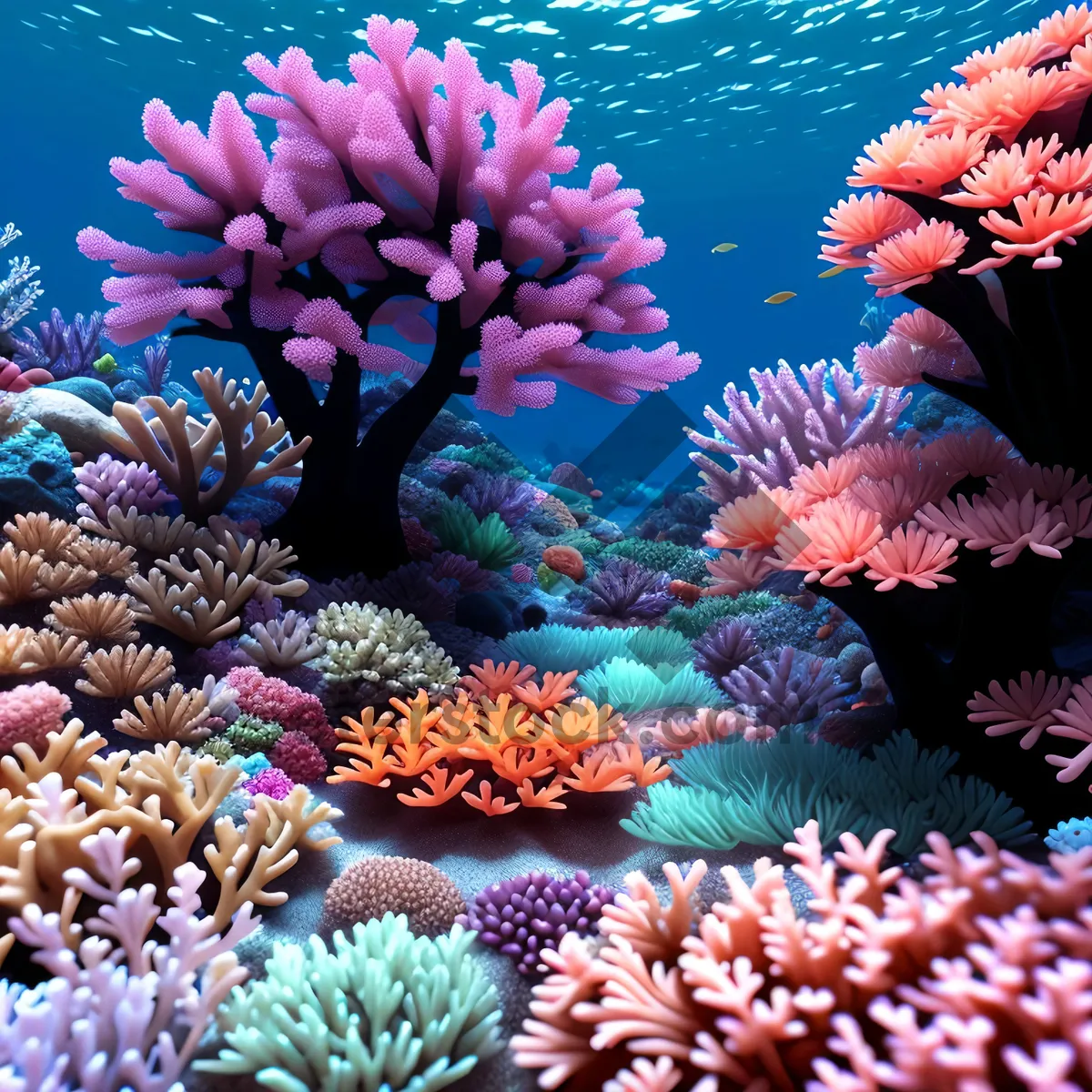 Picture of Vibrant Coral Reef Teeming with Tropical Marine Life