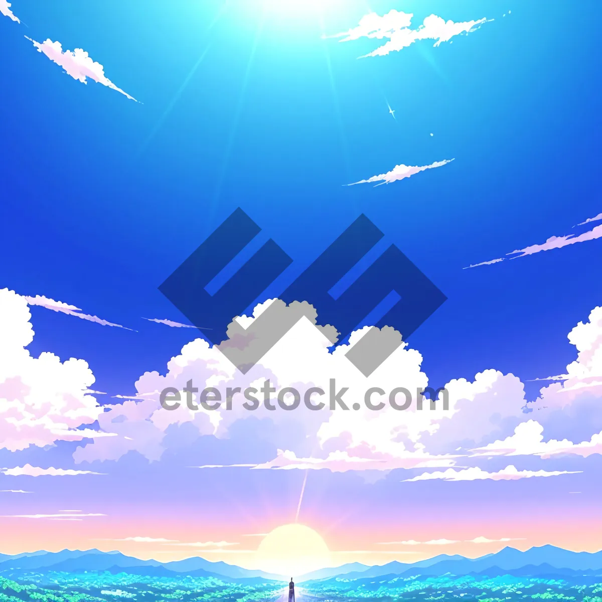 Picture of Vibrant Summer Sky with Clear Sunlight and Cloudscape