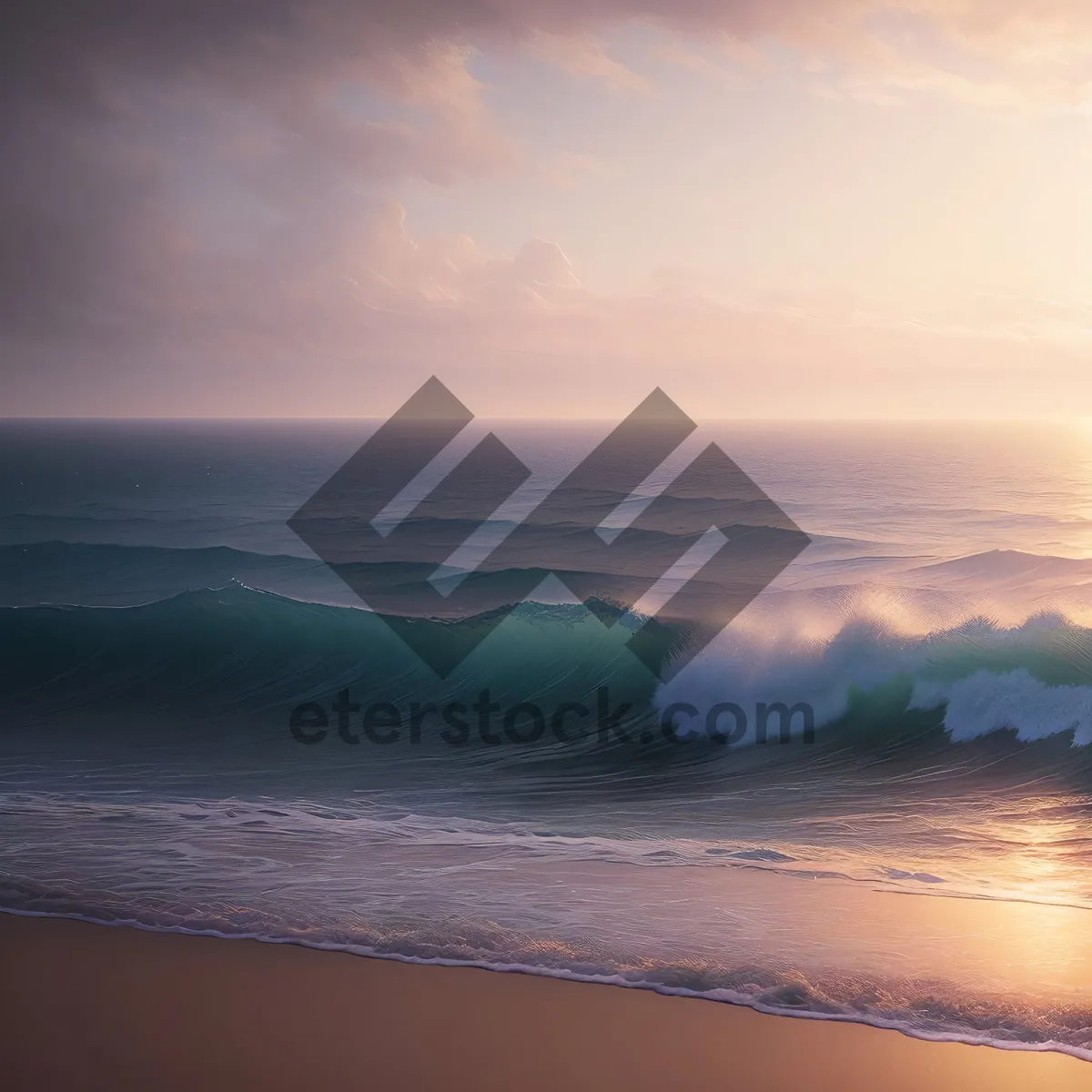 Picture of Golden Horizon: Sun Setting over Tropical Beach