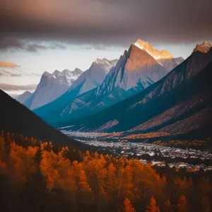 Grand Glacier in Majestic Mountain Landscape