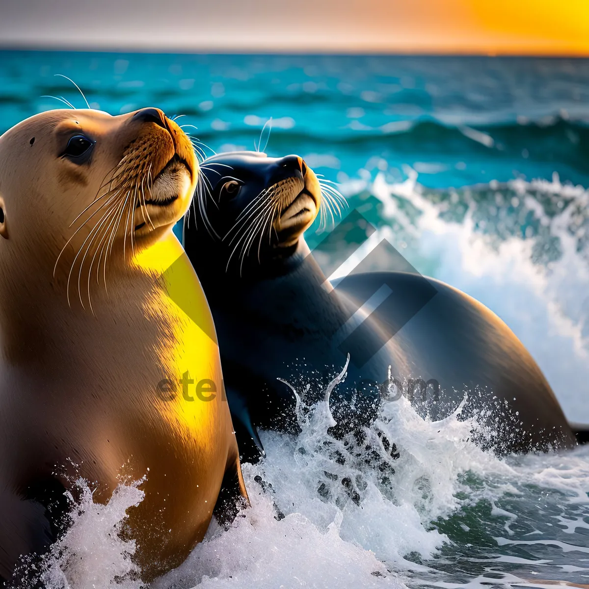 Picture of Marine Splash: Majestic Bear Riding Ocean Waves