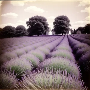 Serene Lavender Fields Under Night Sky