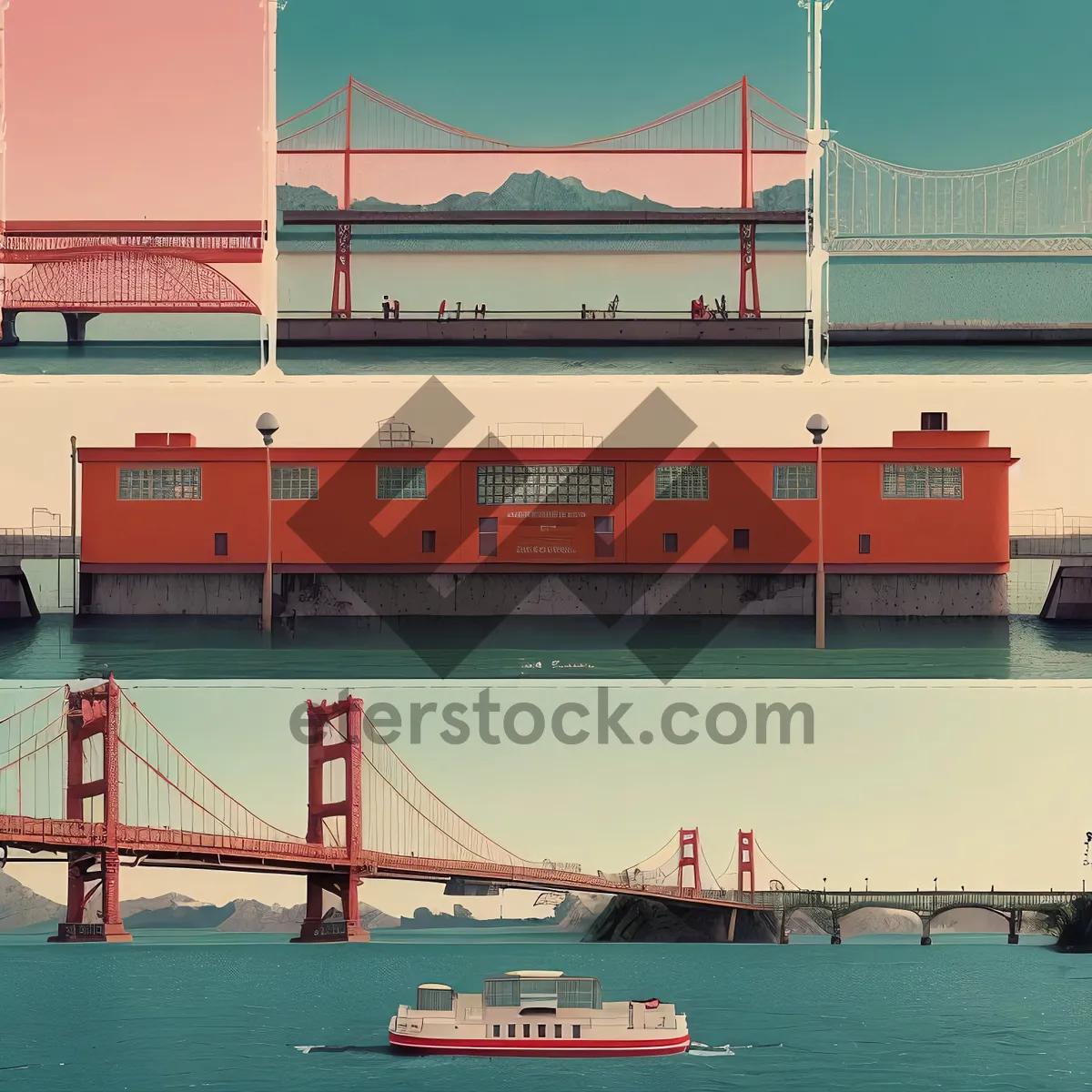 Picture of Golden Gate Bridge spanning majestic bay - iconic landmark.