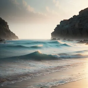 Coastal Majesty: Beachside Cliff with Turquoise Waters