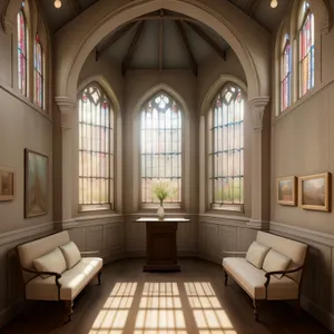 Modern Wood-Framed Anteroom with Cathedral Window