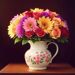 Floral Pitcher with Pink Tea and Mixed Drink