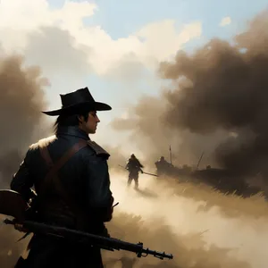 Silhouette of a Man with Flintlock Rifle