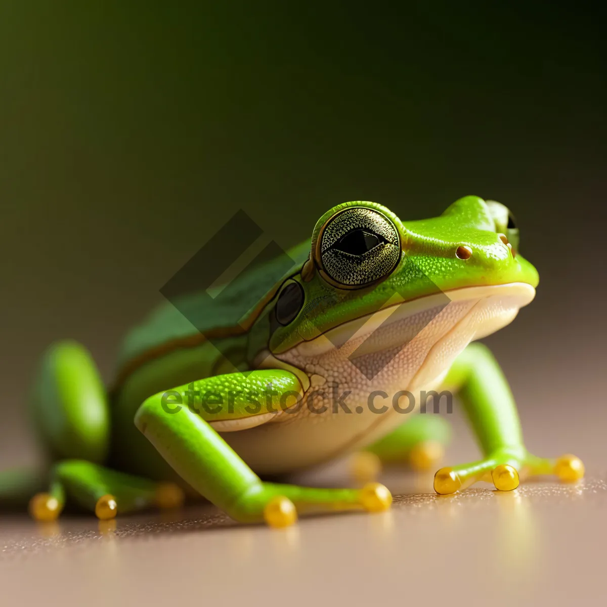 Picture of Bulging Eyed Tree Frog in Close-Up Gaze