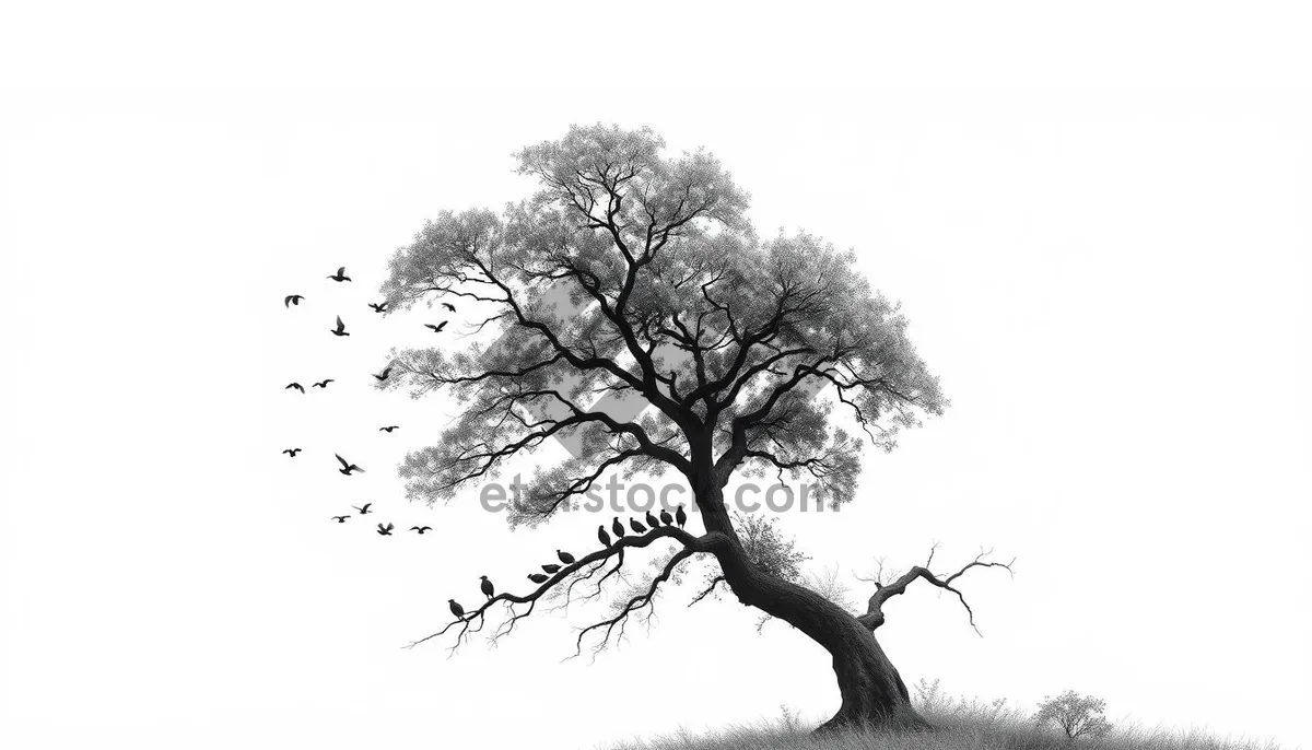 Picture of Silhouette of Oak Tree in Winter Landscape