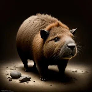 Cute Guinea Pig Piglet with Fluffy Fur