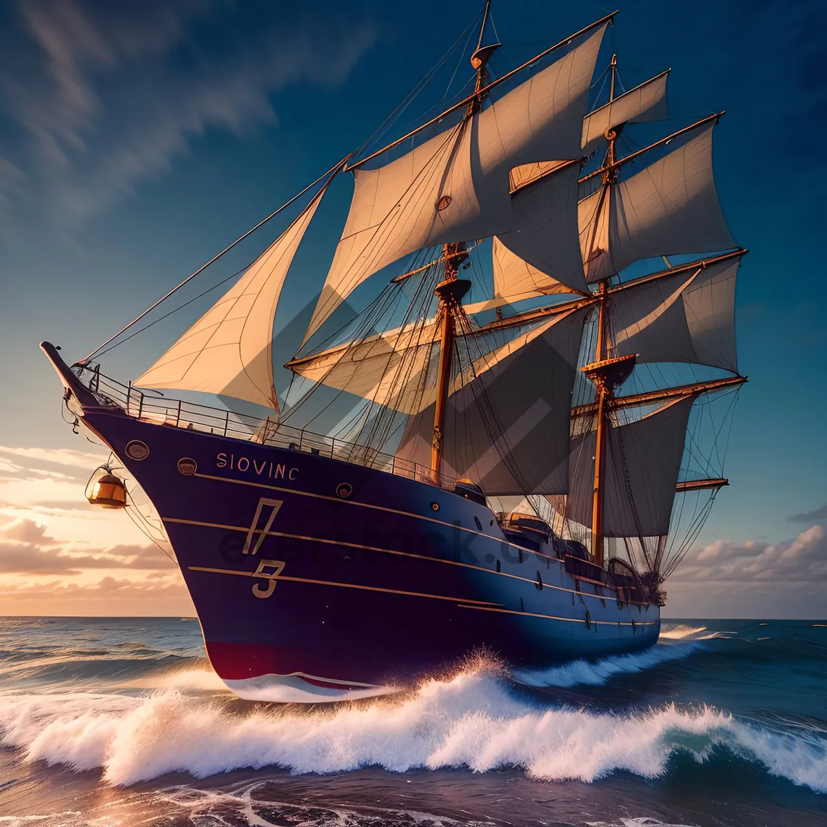 Picture of Pirate Schooner Sailing at Sunset