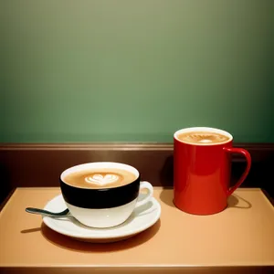 Brown Cappuccino Cup on Porcelain Saucer