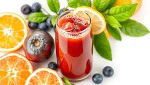 Fresh Tomato Juice with Lemon and Orange Slice