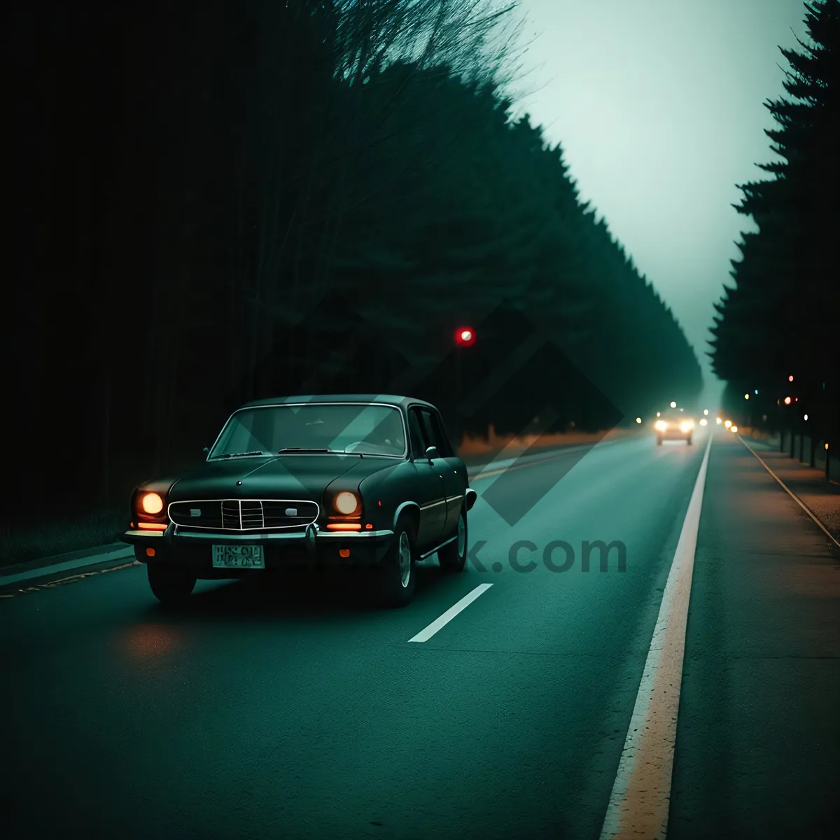 Picture of Nighttime Urban Expressway Traffic at High Speed