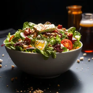 Fresh Vegetable Salad Bowl with Guacamole Dip