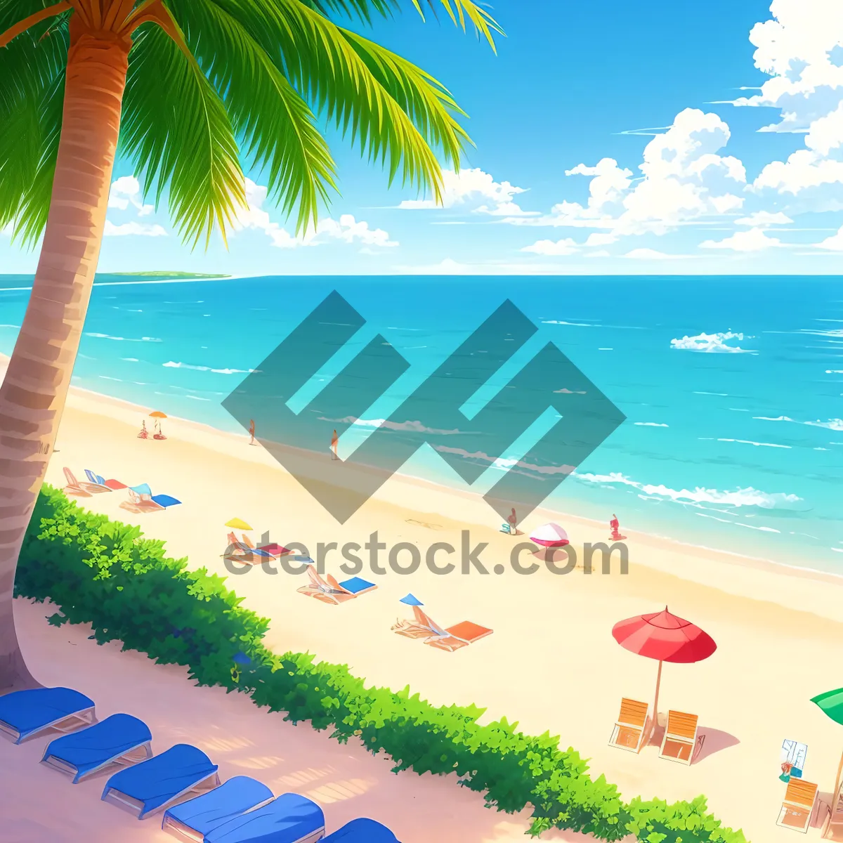 Picture of Tranquil Tropical Paradise: Beachfront Bliss with Palm Trees