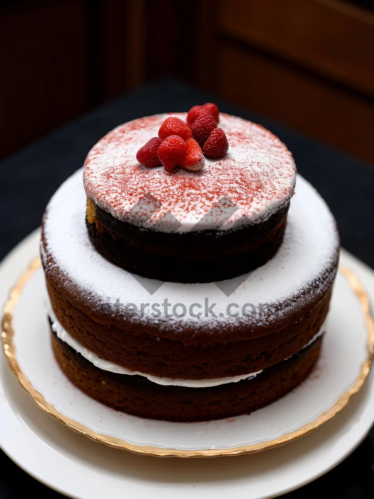 Picture of Delicious Berry Chocolate Cake with Fresh Mint