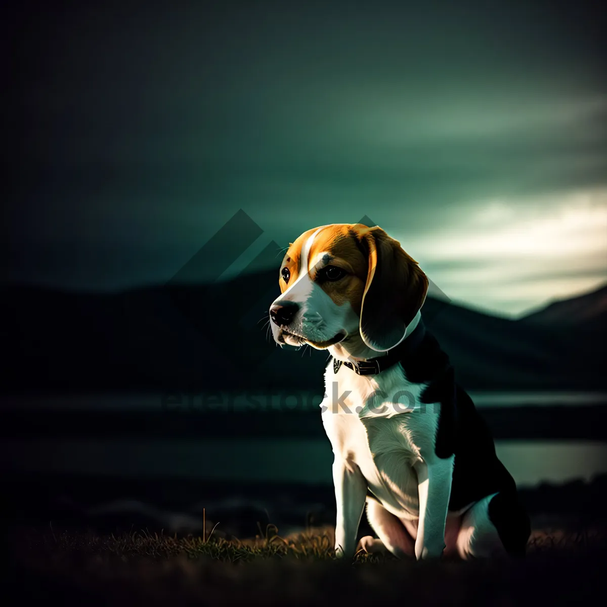 Picture of Adorable Black Beagle Puppy - Purebred Canine Portrait