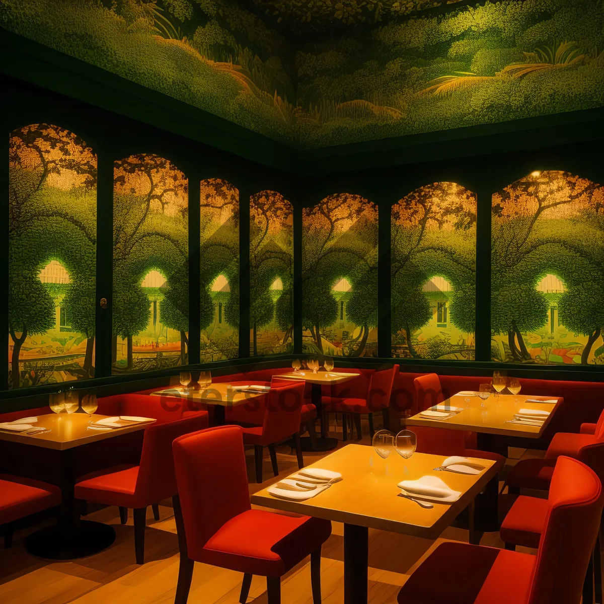 Picture of Modern Restaurant Interior Design with Stylish Furniture
