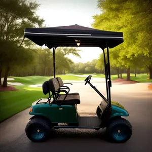 Golf Cart on Green Course