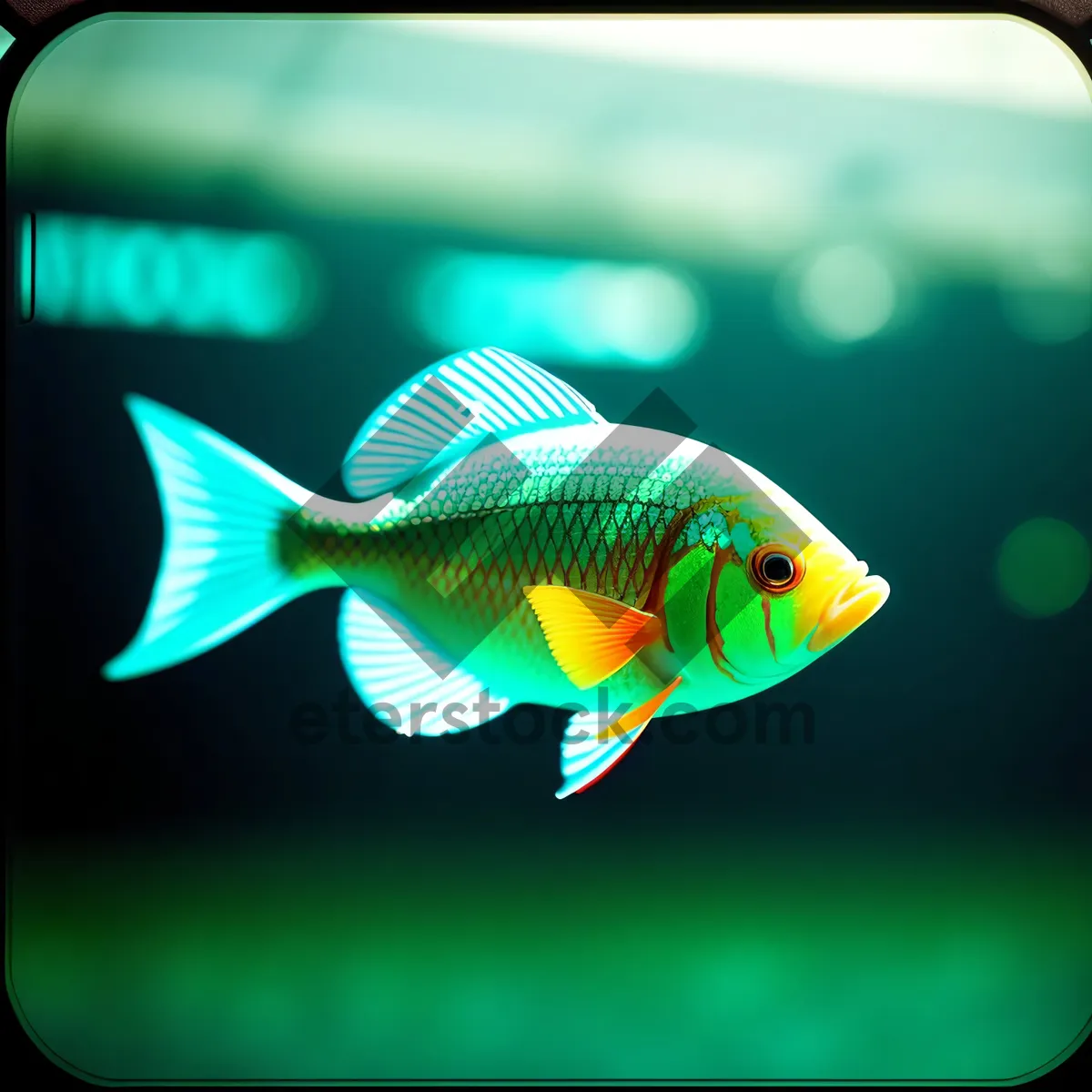 Picture of Golden Fin: Aquatic Beauty in Underwater Aquarium
