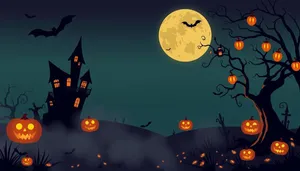 Spooky Halloween Night Silhouette Cemetery Decoration