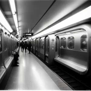 Modern Metro Train Speeding through Subway Station