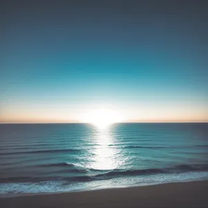 Sunset Serenity: Tranquil Coastal Paradise with Reflecting Waves