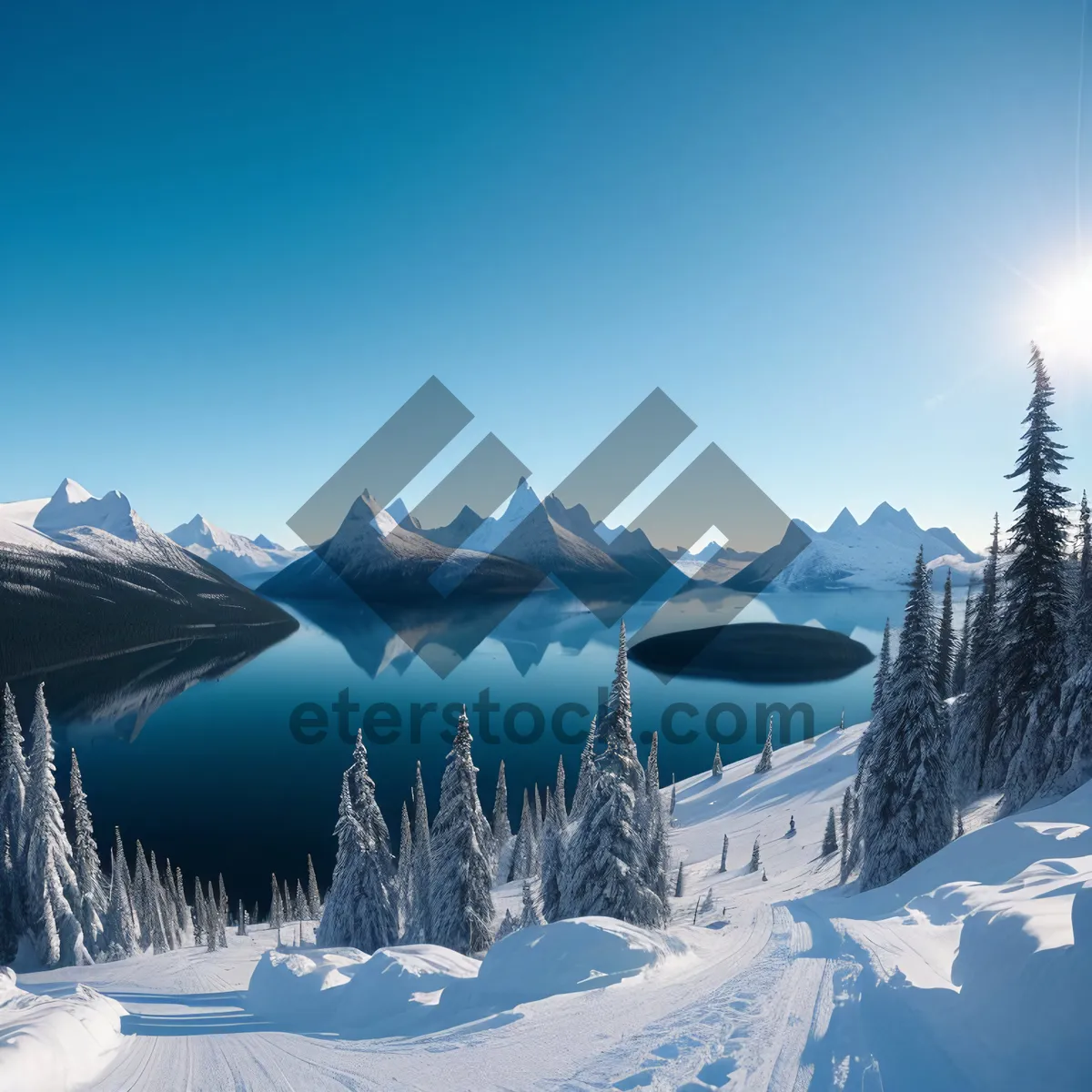 Picture of Snowy Alpine Landscape with Majestic Peaks