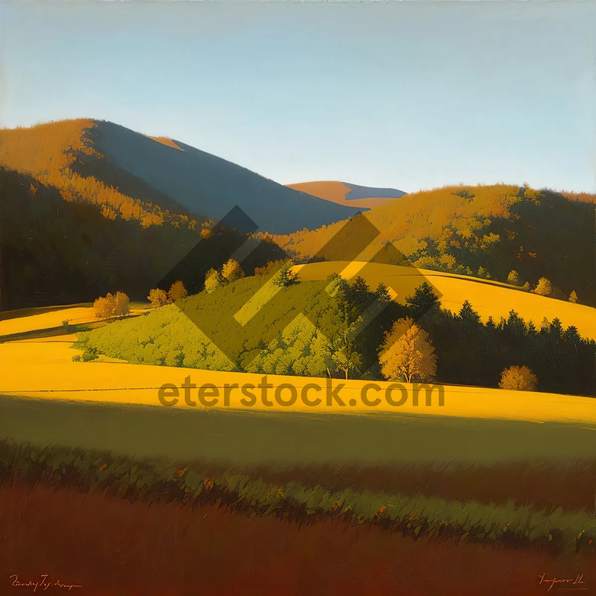 Picture of Golden Horizon: Majestic Mountain Landscape at Sunset