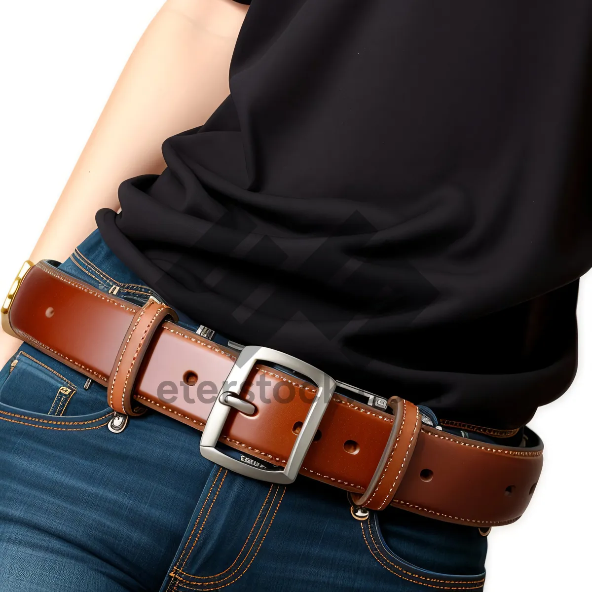 Picture of Fashionable Leather Bag Buckle: Restraint Device for Jeans