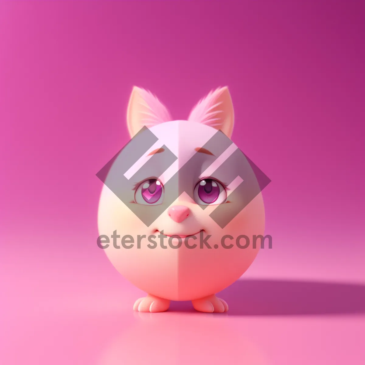 Picture of Cute Piggy Bank with Bunny Ears - Savings Symbol
