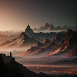 Serene Mountain Range at Sunset
