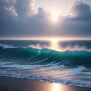 Serenity at Sunset: Vibrant Skies Reflecting on Ocean Waves