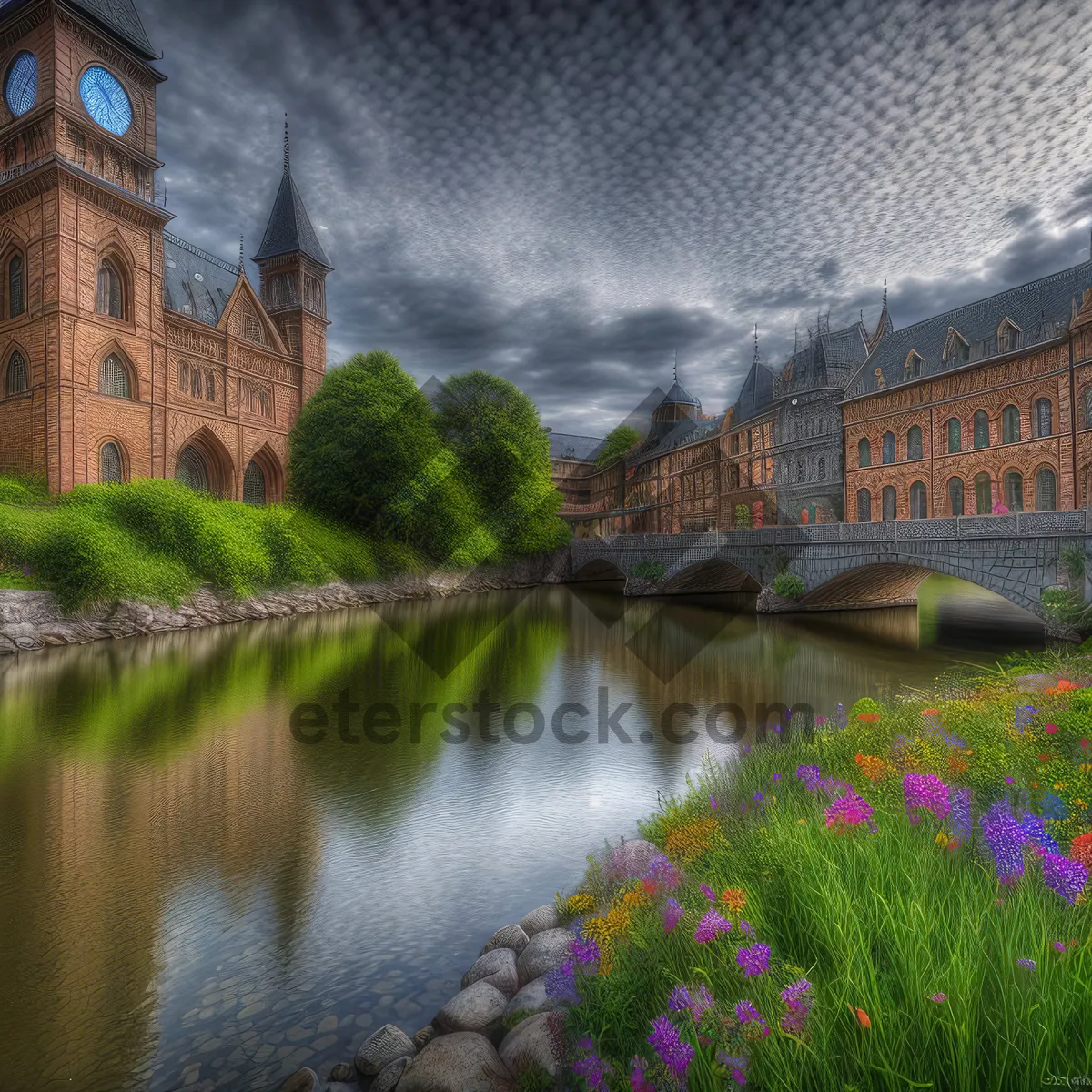 Picture of Majestic Castle Standing Proudly Beside River