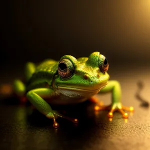 Colorful Eyed Frog Peeking Through Leaves
