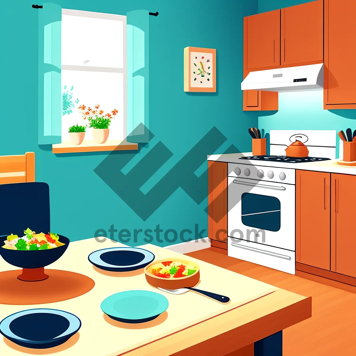 Picture of Modern 3D kitchen counter design in corner.