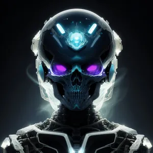 Male skull sculpture with scary mask - anatomical design.