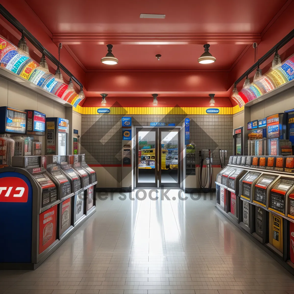 Picture of Modern Supermarket Interior with Slot Machine