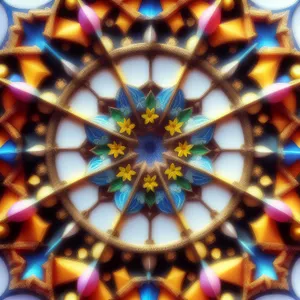 Colorful Kaleidoscope Mosaic Window Design