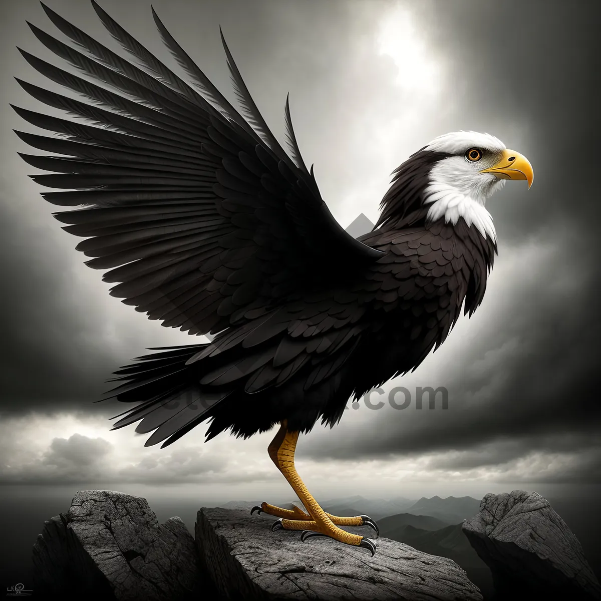 Picture of  Majestic Bald Eagle Spreading Its Wings