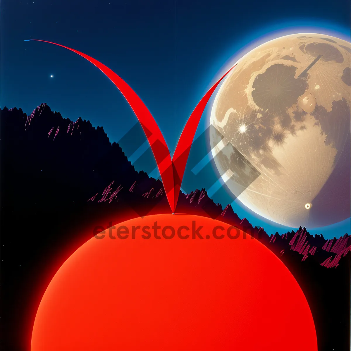 Picture of Vibrant Global Moon Flag: Glowing Earth Caribou Design